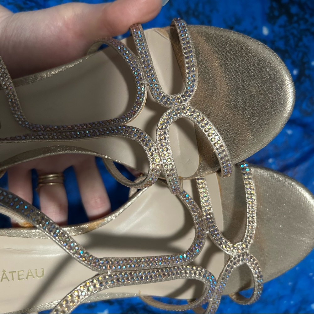 Le Chateau Gold Rhinestone Heels - Picture 7 of 7